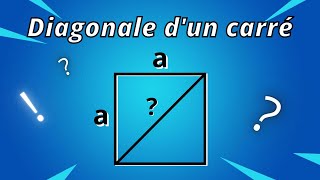 Calcul de la diagonale dun carré  théorème de Pythagore [upl. by Ahser742]