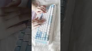 Typing on a Maikong X75V2 White and Blue Keyboard typing gaming desk setup [upl. by Llerrehs120]