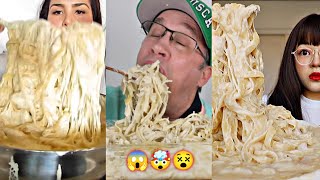 CREAMIEST ALFREDO PASTA VS MUKBANGERS ⚪😱🤯😵🍝 [upl. by Kristian]