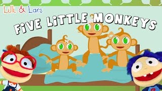 FIVE LITTLE MONKEYS jumping on the bed lyrics  famous children songs english [upl. by Eilojne]