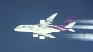 29million view Thai Airways A380 amp ANA B747 Parallel Flight On the sky ของการบินไทยที่ปรากฏก็ [upl. by Aelsel]