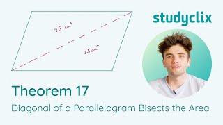 17 Maths Theorem 17 Diagonal of a Parallelogram Bisects the Area Leaving Cert Geometry Proof [upl. by Yrogreg572]