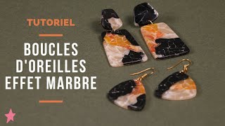 TUTO  Boucles dOreilles Effet Marbre en Pâte Polymère [upl. by Anoit]