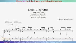 Duo Allegretto Matteo Carcassi Arr for Two Guitar with Tab [upl. by Tavish]