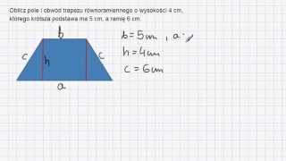 Pole i obwód trapezu równoramiennego [upl. by Feld]