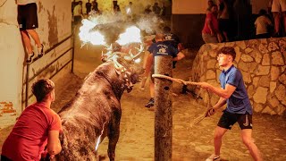 Toros segunda noche Barrio SANT PERE  Toro de calle [upl. by Anahsak]