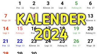 Kalender 2024 Lengkap dengan Libur Nasional dan Pasaran Jawa [upl. by Milinda]