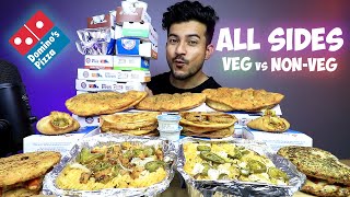 DOMINOS FULL MENU SIDES VEG vs NON VEG MUKBANG  DOMINOS REVIEW 2023  Akshanshu Aswal [upl. by Hetti684]