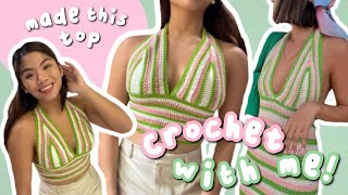 CROCHET CUTOUT HALTER TOP TUTORIAL [upl. by Zuliram]