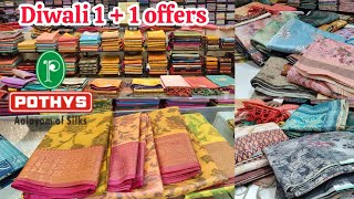 Pothys Diwali Offer Sarees from Rs700 Buy1 Get1 Offer Sarees Fancy Sarees Linen Cotton Sarees [upl. by Gerik976]