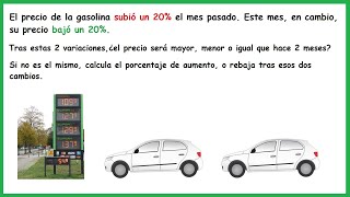 Variación tras aumentos y disminuciones porcentuales Sin saber precio inicial [upl. by Haerle492]