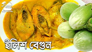 ইলিশ বেগুন  ইলিশ মাছ দিয়ে বেগুনের ঝোল Begun Ilish er Jhol Bengali style [upl. by Jean]