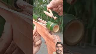 Bamboo creation with wood and rubber slingshot diy diy bambooshoot bamboo bamboo bambooart [upl. by Redyr403]