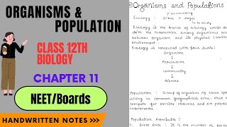 Organisms amp Population Class 12th Biology Chapter 11 Handwritten Notes NEET Boards [upl. by Reece]