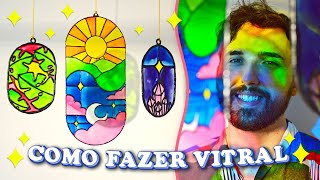 COMO FAZER VITRAL  Dica de decoração para quarto fácil e barata  DIY STAINED GLASS [upl. by Aroz]