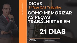 2 fase oab Trabalho  Como memorizar as peças trabalhistas [upl. by Celisse]