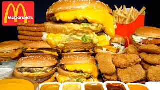 ASMR MUKBANG EXTRA BIG MAC BURGERS CRISPY CHICKEN NUGGETS HASH BROWNS MCDONALDS FRIES  WITH CHEESE [upl. by Notelrac339]