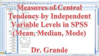 Measures of Central Tendency by Independent Variable Levels in SPSS Mean Median Mode [upl. by Adanama453]