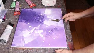 Actylmalen  Abstract painting demo Abstraktes Acrylbild  Schritt für Schritt in violet [upl. by Budding475]