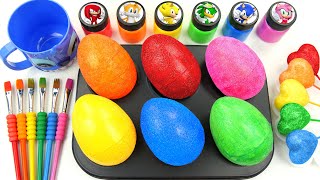 Oddly Satisfying Video  How I Make 6 Glitter EGGS WITH Rainbow Lollipop Candy Hearts amp Cutting ASMR [upl. by Hirschfeld706]