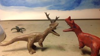 Monolophosaurus vs Ceratosaurus  Dinosaur Claymation [upl. by Marko]