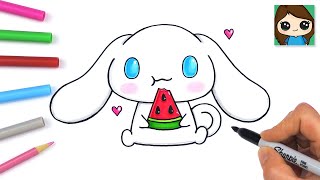 How to Draw Cinnamoroll Eating Watermelon  Sanrio [upl. by Iah]