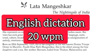 english dictation 20 wpm  English Audio Typing dictation for beginners  English  KVS SSC LDC [upl. by Ienttirb909]