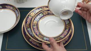 Professional Luxury dinnerware set plates fine bone china red blue color  KAROSA CHINAWARE [upl. by Namilus]