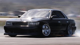 4k RAW 1JZGTE 1991 Nissan Laurel C33 SLAMMED Drifting at Affinity Circuit [upl. by Idham]