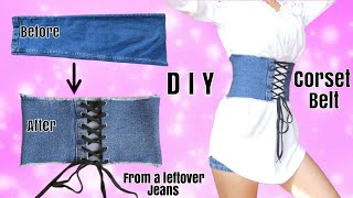 DIY Quick amp Easy Corset Belt From a leftover Jeans Fabric  How to make a Corset Beginners Friendly [upl. by Chiaki360]