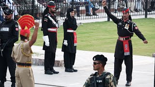 INDIA VS PAKISTAN FACEOFF AT WAGAHATTARI BORDER CEREMONY WITH COMMENTARY 4K [upl. by Card]