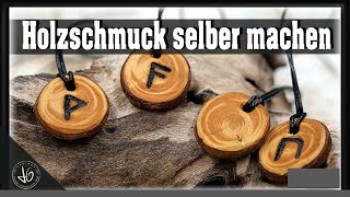 Wikinger Schmuck Anleitung DIY Halskette einfach machen 20 Minuten Holzanhänger selber machen [upl. by Annahvas680]