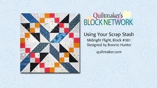 Using Your Scrap Stash Bonnie Hunter  Midnight Flight Quilt Block [upl. by Ynattir]