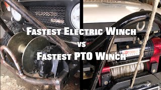 The Fastest Electric Winch Vs Fastest PTO Winch [upl. by Anerbas]