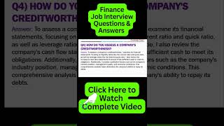 Finance Interview Questions and Answers [upl. by Anneyehc701]