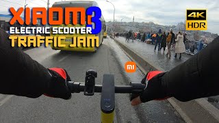 Xiaomi Mi Electric Scooter 3  Riding In Istanbul Traffic Jam Environment Sound Only 4K [upl. by Evy]