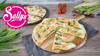 Grüner amp weißer Spargel Flammkuchen  schnell einfach lecker  Sallys Welt [upl. by Netram]