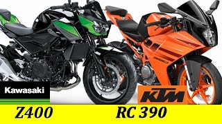 Kawasaki Z400 vs KTM RC 390  Compare KTM RC 390 And Kawasaki Z400  2024  USA  Europe  UK [upl. by Ragas]