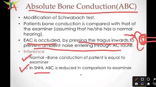 Absolute Bone Conduction Test ABC  Tuning Fork Test  ENT [upl. by Htebyram]