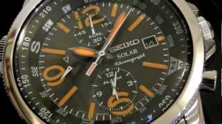 2S Time  Seiko Solar Chronograph SSC077P1 Orange Tone Hands [upl. by Enovahs]