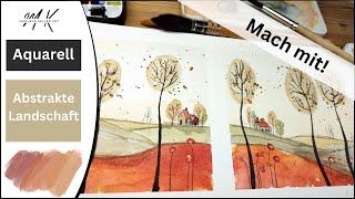 Mach mit 💗 Wie du eine abstrakte Landschaft in Aquarell malst [upl. by Nodyl]