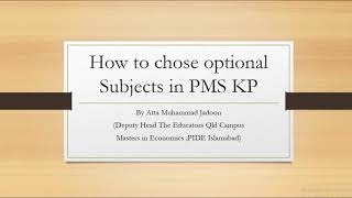 PMS KPK OPTIONAL SUBJECTS 2020 by Atta Muhammad Jadoon [upl. by Nevins]