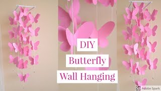 DIY  PAPER BUTTERFLY WALL DECOR  Paper Windchime [upl. by Riebling]