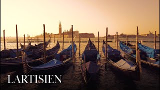 Venice Gondola Tour in 4k  Canal Grande and small canals at dawn [upl. by Adnohsek]