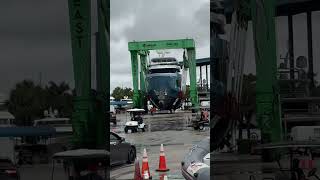 Packing yachts in at the ship yard before hurricaneMilton [upl. by Stephanus]