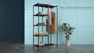 Zinus  Wesley Etagere Bookcase with Hanging Storage Assembly Instructions [upl. by Pontus436]