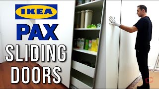 IKEA PAX Wardrobe Sliding Doors Assembly  BIG Kitchen Cabinet Pantry [upl. by Haram]