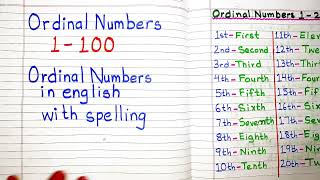 Ordinal Numbers 1100 । Ordinal Numbers 1 to 100 । Ordnal Numbers for Class 1। 1100 Ordinal Numbers [upl. by Reffinnej370]