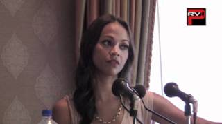 Zoe Saldana talks about stunt doubles amp training for quotColombianaquot [upl. by Bashuk]