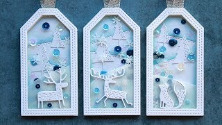 WHITE CHRISTMAS 2018  DAY 6  Winter Woodland Shaker Tags [upl. by Ahsenav]